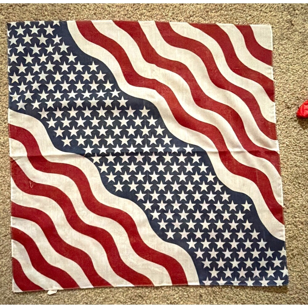 Red White & Blue USA Stars Cotton Western Bandana Style Handkerchief lot of 12